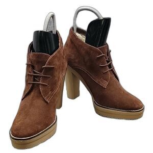 Ralph Lauren Purple Label Franny Suede Shearling Ankle Boots High Heel 9.5 Spain
